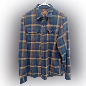 Orvis Navy and Brown Plaid Shirt